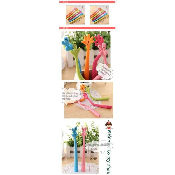 Planet Gates (6pcs/lot) Kawaii Cartoon stationery finger smiling ballpoint pen bending pen & pencil & writing supplies / Office supplies