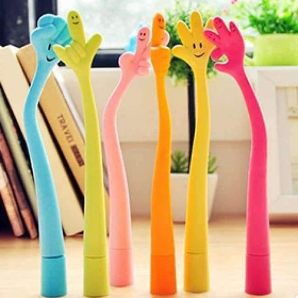 Planet Gates (6pcs/lot) Kawaii Cartoon stationery finger smiling ballpoint pen bending pen & pencil & writing supplies / Office supplies