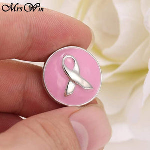 Planet Gates 6pcs/lot Mrs Win Snap Jewelry Pink Ribbon Snap oil painting Metal Breast Cancer Snap Jewelry Fit Snap Bracelet Buttons bangle