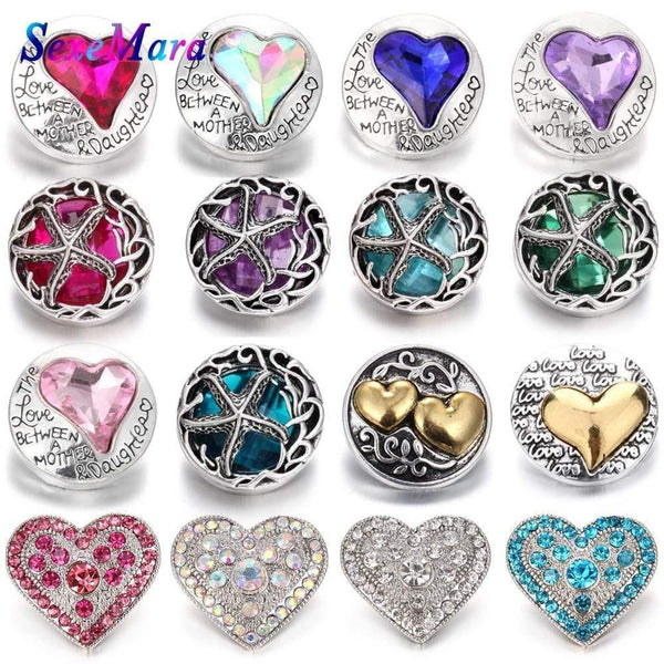 Planet Gates 6pcs/lot New Snaps Jewelry High Quality Love Heart  18mm Metal Snap Buttons DIY Charms Button Jewerly