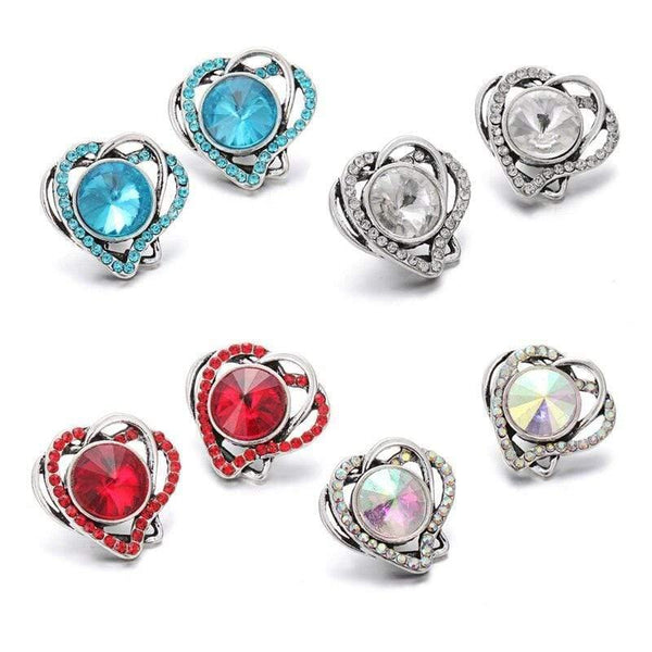 Planet Gates 6Pcs/lot Snap Button Jewelry Heart-shaped Love buttons 18MM snap Buttons & Snaps Fit bracelets & bangles