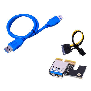 Planet Gates 6Pcs Newest Ver009 Usb 3.0 Pci-E Riser Ver 009S Express 1X 4X 8X 16X Extender Riser Adapter Card Sata 15Pin to 6 Pin Power Cable