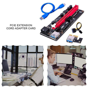 Planet Gates 6Pcs Newest Ver009 Usb 3.0 Pci-E Riser Ver 009S Express 1X 4X 8X 16X Extender Riser Adapter Card Sata 15Pin to 6 Pin Power Cable