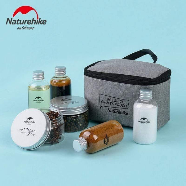 Planet Gates 6pcs Outdoor Camping Tableware Storage Container Seasoning Bottles Cans With A Bag For BBQ Portable Picnic