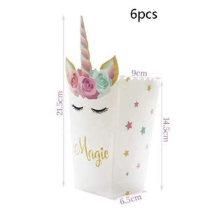 Planet Gates 6pcs Popcorn box 1pcs Little Mermaid Unicorn Party Tablecloth Kids Birthday Party Decoration Cute Table Cover Wedding Christening Supplies