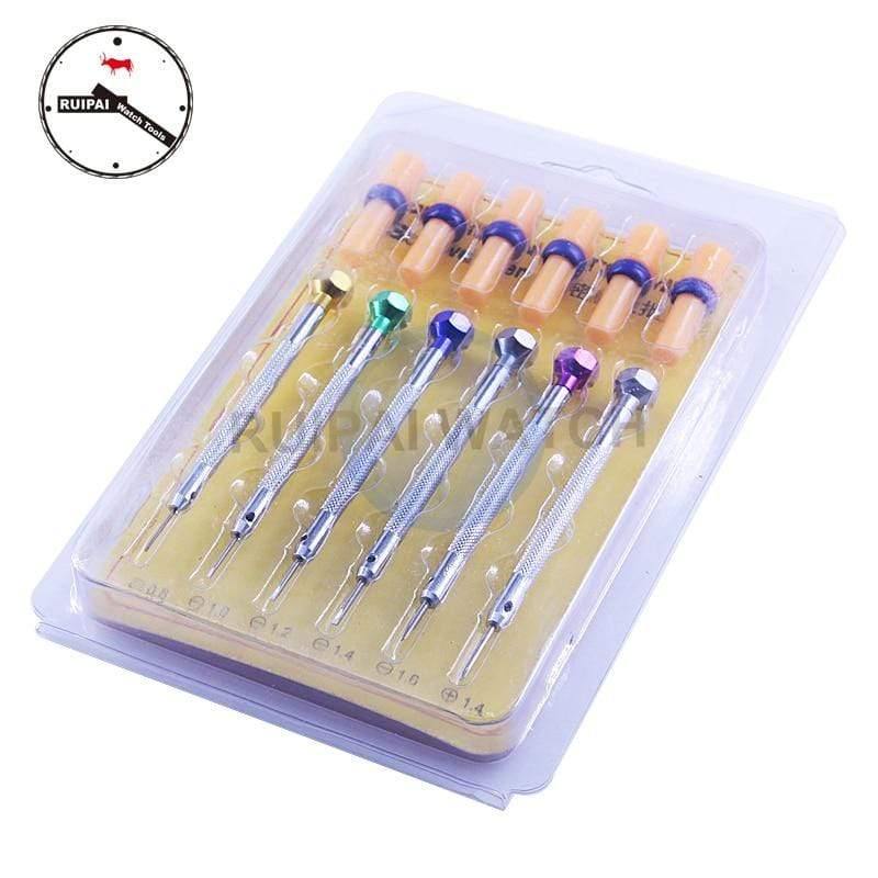 Planet Gates 6pcs/set -0.8 -1.0 -1.2 -1.4 -1.6 +1.4 Watch Screw drivers set Stainless Steel screwdriver with extra driver,Watch Tools