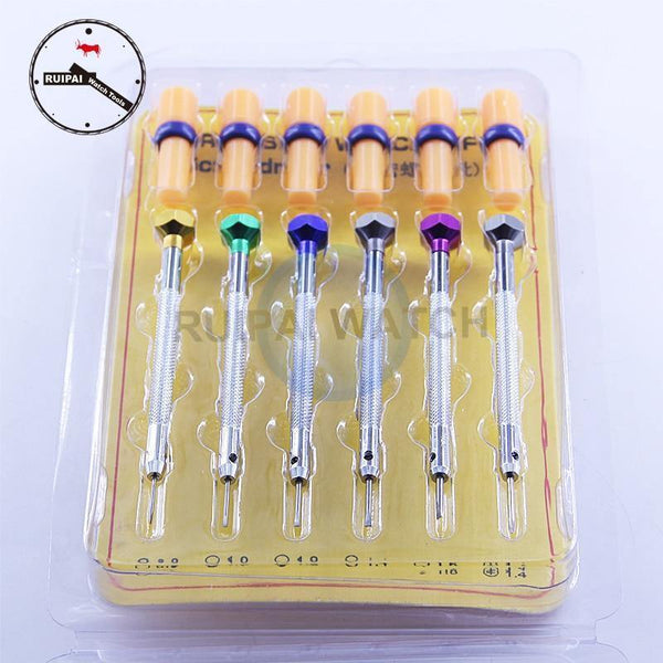 Planet Gates 6pcs/set -0.8 -1.0 -1.2 -1.4 -1.6 +1.4 Watch Screw drivers set Stainless Steel screwdriver with extra driver,Watch Tools