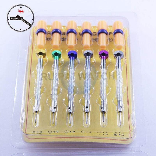 Planet Gates 6pcs/set -0.8 -1.0 -1.2 -1.4 -1.6 +1.4 Watch Screw drivers set Stainless Steel screwdriver with extra driver,Watch Tools