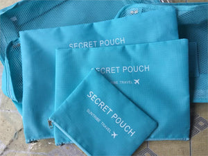 Planet Gates 6pcs/set Fashion Double Zipper Waterproof Polyester Men and Women Luggage secret travel Bags packing cubes