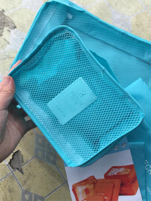 Planet Gates 6pcs/set Fashion Double Zipper Waterproof Polyester Men and Women Luggage secret travel Bags packing cubes