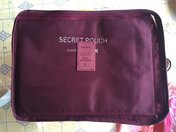 Planet Gates 6pcs/set Fashion Double Zipper Waterproof Polyester Men and Women Luggage secret travel Bags packing cubes