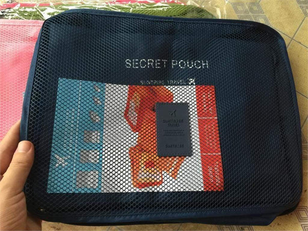 Planet Gates 6pcs/set Fashion Double Zipper Waterproof Polyester Men and Women Luggage secret travel Bags packing cubes