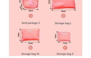 Planet Gates 6pcs/set Fashion Double Zipper Waterproof Polyester Men and Women Luggage secret travel Bags packing cubes