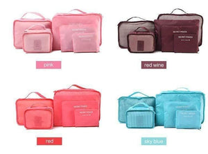 Planet Gates 6pcs/set Fashion Double Zipper Waterproof Polyester Men and Women Luggage secret travel Bags packing cubes