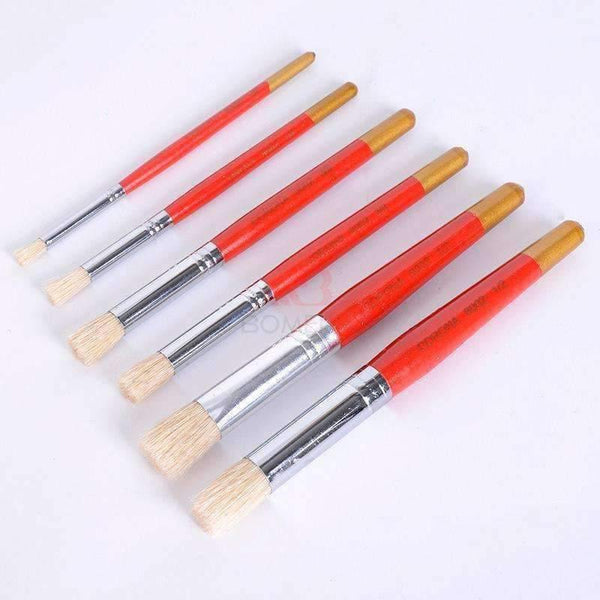 Planet Gates 6Pcs/Set High-end Wooden Stencil Brush Hog Bristle Brushes Acrylic Watercolor Oil Painting Brushes Drawing Tools Supplies