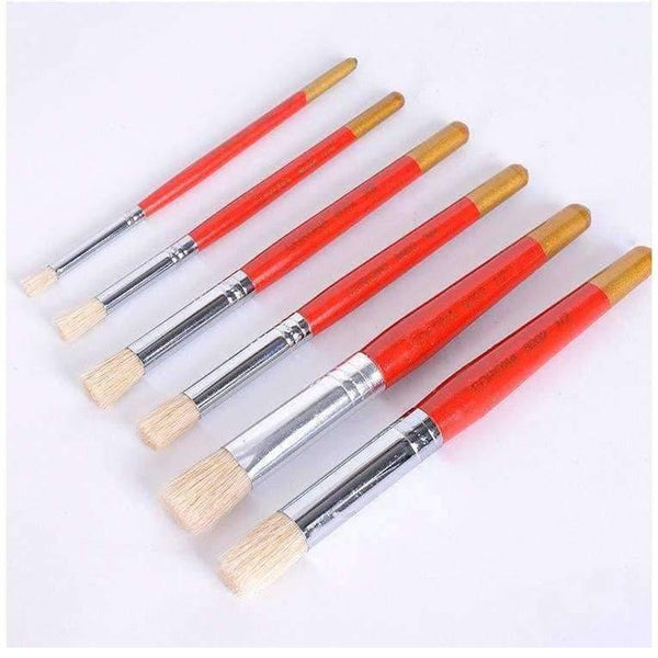 Planet Gates 6Pcs/Set High-end Wooden Stencil Brush Hog Bristle Brushes Acrylic Watercolor Oil Painting Brushes Drawing Tools Supplies