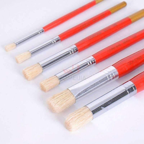Planet Gates 6Pcs/Set High-end Wooden Stencil Brush Hog Bristle Brushes Acrylic Watercolor Oil Painting Brushes Drawing Tools Supplies