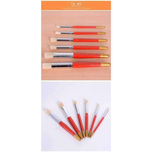 Planet Gates 6Pcs/Set High-end Wooden Stencil Brush Hog Bristle Brushes Acrylic Watercolor Oil Painting Brushes Drawing Tools Supplies