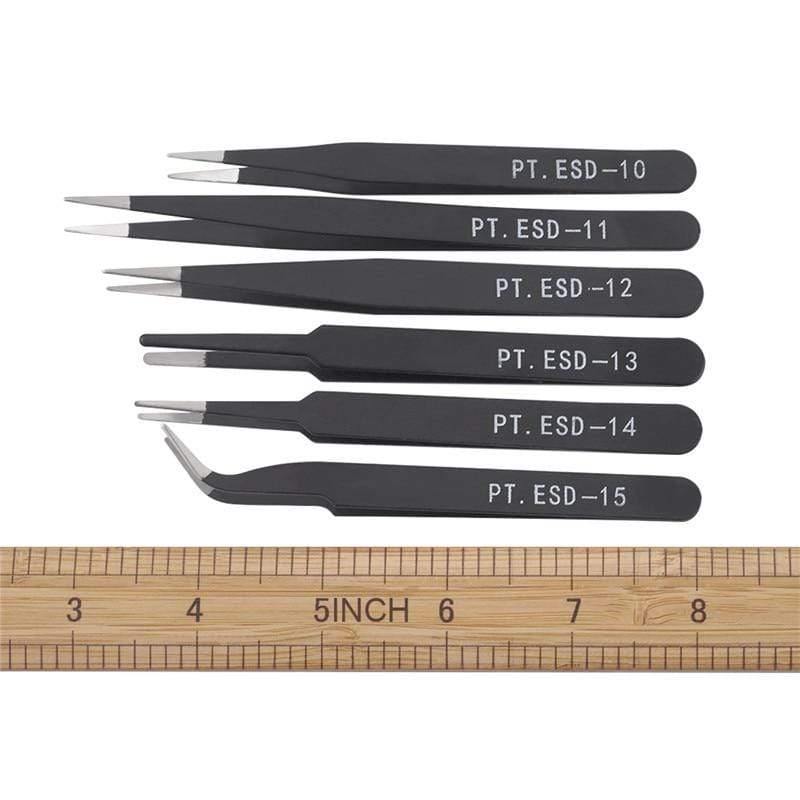 Planet Gates 6pcs/set Iron Beading Tweezers Sets Eyelash Extension for Jewelry Making Tool Set Nails Decoration Curved Straight Tweezers