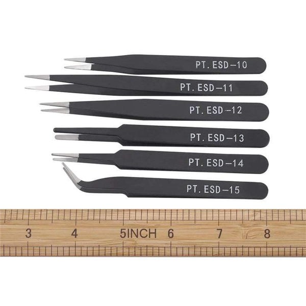 Planet Gates 6pcs/set Iron Beading Tweezers Sets Eyelash Extension for Jewelry Making Tool Set Nails Decoration Curved Straight Tweezers