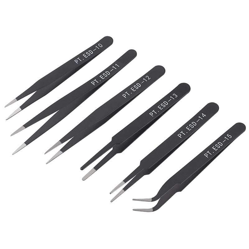 Planet Gates 6pcs/set Iron Beading Tweezers Sets Eyelash Extension for Jewelry Making Tool Set Nails Decoration Curved Straight Tweezers