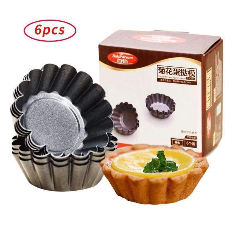 Planet Gates 6pcs/set Nonstick Carbon Steel Mini Tart Pan, Cupcake Egg Tart Mold Flower Shape Muffin Cake Egg Mold Baking Tool Tart Tins