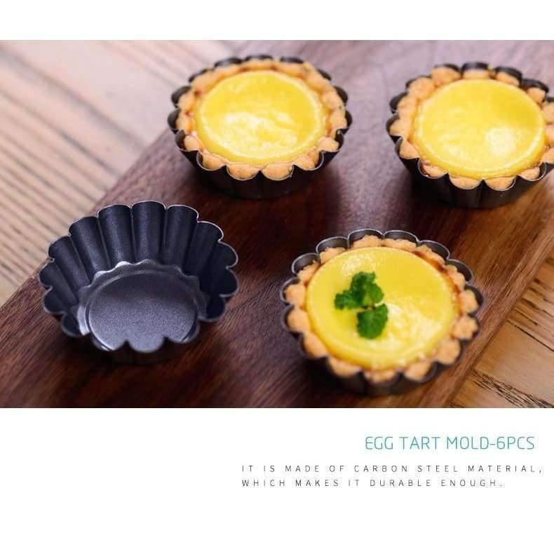 Planet Gates 6pcs/set Nonstick Carbon Steel Mini Tart Pan, Cupcake Egg Tart Mold Flower Shape Muffin Cake Egg Mold Baking Tool Tart Tins