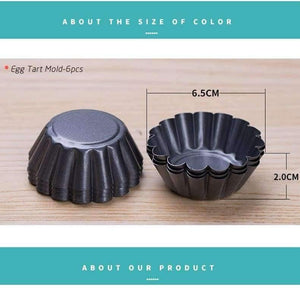 Planet Gates 6pcs/set Nonstick Carbon Steel Mini Tart Pan, Cupcake Egg Tart Mold Flower Shape Muffin Cake Egg Mold Baking Tool Tart Tins
