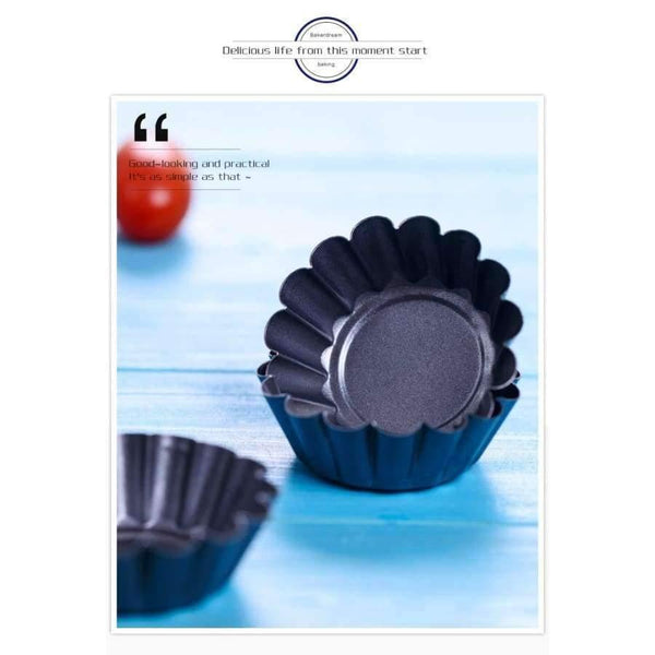 Planet Gates 6pcs/set Nonstick Carbon Steel Mini Tart Pan, Cupcake Egg Tart Mold Flower Shape Muffin Cake Egg Mold Baking Tool Tart Tins