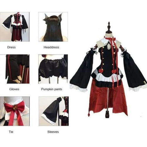Planet Gates 6pcs set / S Owari No Seraph Of The End Krul Tepes Wigs Cosplay Costumes Lolita Dress Vampire Uniforms 6Pcs/Set For Halloween Party