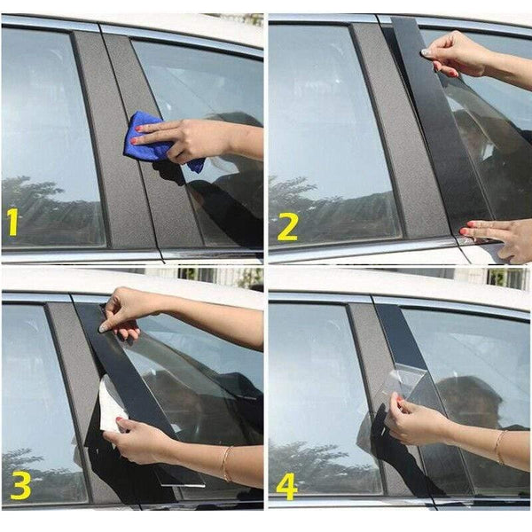 Planet Gates 6pcs/Set Window Pillar Posts Cover Trim Mirror Effect Mirror Window Pillar Posts Cover Trim For Honda Civic Sedan 2006-2011