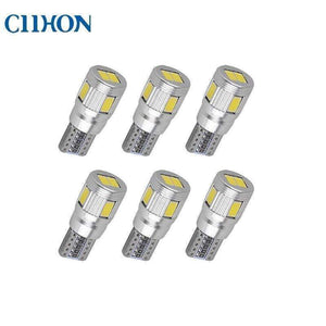 Planet Gates 6pcs T10 LED Bulb W5W LED Lamp Car Interior Lighting Super Bright 3W 6 LED 5630 SMD 194 168 12V 6000K White License Plate