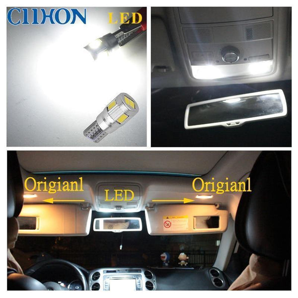 Planet Gates 6pcs T10 LED Bulb W5W LED Lamp Car Interior Lighting Super Bright 3W 6 LED 5630 SMD 194 168 12V 6000K White License Plate