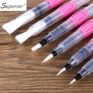 Planet Gates 6Pcs Water Brush Water Paint Brush Set Large Capacity Soft Watercolor Painting Brush Pen For Beginner Drawing Art Supplies