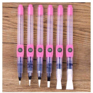 Planet Gates 6Pcs Water Brush Water Paint Brush Set Large Capacity Soft Watercolor Painting Brush Pen For Beginner Drawing Art Supplies