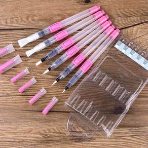 Planet Gates 6Pcs Water Brush Water Paint Brush Set Large Capacity Soft Watercolor Painting Brush Pen For Beginner Drawing Art Supplies