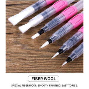Planet Gates 6Pcs Water Brush Water Paint Brush Set Large Capacity Soft Watercolor Painting Brush Pen For Beginner Drawing Art Supplies