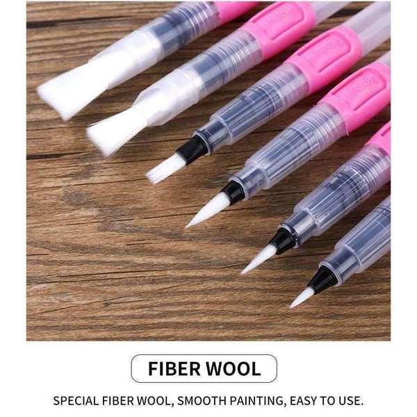 Planet Gates 6Pcs Water Brush Water Paint Brush Set Large Capacity Soft Watercolor Painting Brush Pen For Beginner Drawing Art Supplies