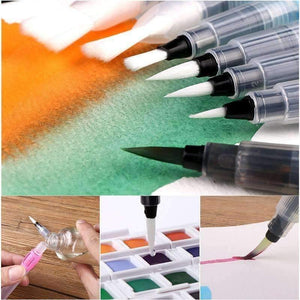 Planet Gates 6Pcs Water Brush Water Paint Brush Set Large Capacity Soft Watercolor Painting Brush Pen For Beginner Drawing Art Supplies