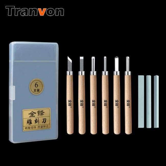 Planet Gates TRANVON 4/6/10/12pcs grinds Professional Carving Knife Wood DIY Hand Chisels Knife Craft Tools Set Sculpture Tools QF-A0167