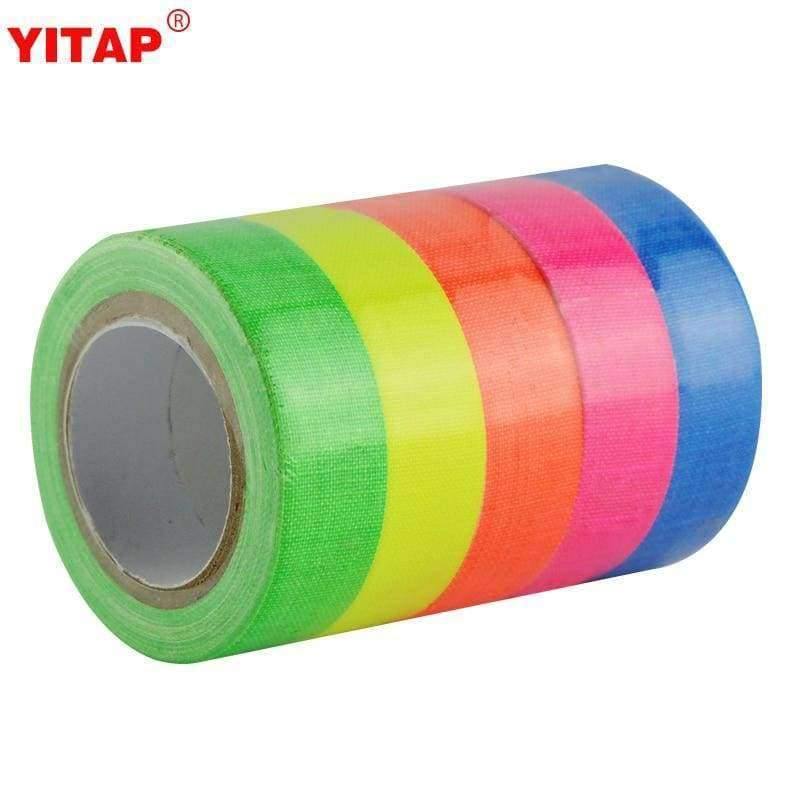 Planet Gates 6roll 5m*15mm Various Color Fluorescent Adhesive Cloth Reactive UV Blacklight Tape