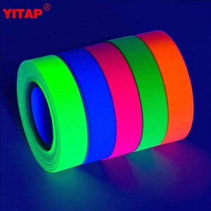 Planet Gates 6roll 5m*15mm Various Color Fluorescent Adhesive Cloth Reactive UV Blacklight Tape