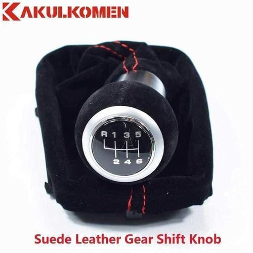 Planet Gates 6Speed-bootBlack Black Red 5/6 Speed Suede Leather Complete Gear Shift Knob boot cover Gaiter For Audi A3 S3 2001 2002 2003