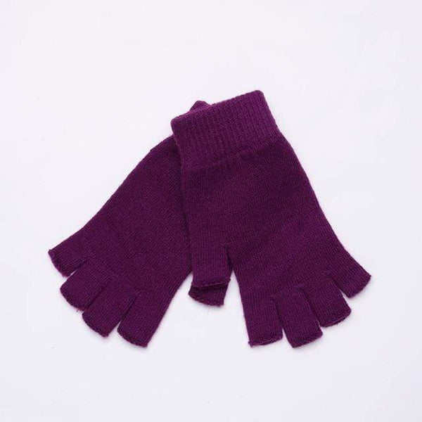 Planet Gates 6Violet / Elastic Sparsil Women Men Half Finger Cashmere Glove Short Wool Knitted Wrist Mitten Winter Warm Unisex Wool Stretch Fingerless Gloves