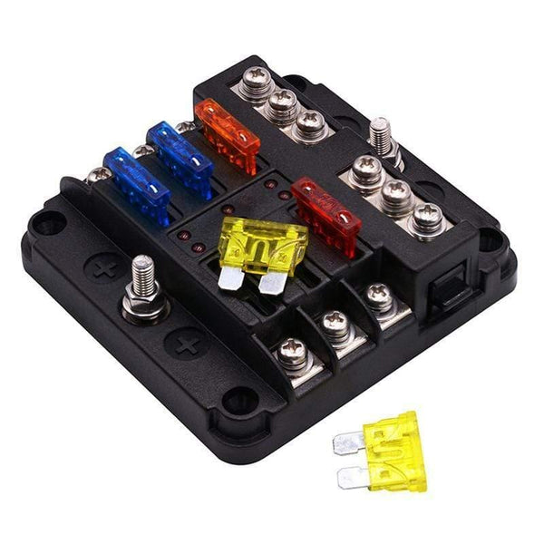 6Way 12V 24V Auto Car Power Distribution Blade Fuse Holder Box Block Panel Board Fuse box with LED indicator 1 in and 6 out