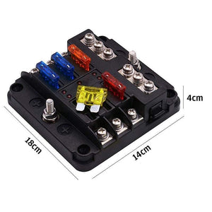 6Way 12V 24V Auto Car Power Distribution Blade Fuse Holder Box Block Panel Board Fuse box with LED indicator 1 in and 6 out