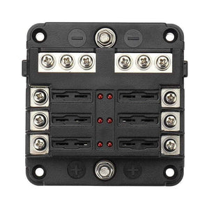 6Way 12V 24V Auto Car Power Distribution Blade Fuse Holder Box Block Panel Board Fuse box with LED indicator 1 in and 6 out