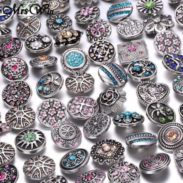 Planet Gates 7 1 10pcs/lot High Quality Snap Button Jewelry DIY Crystal Rhinestone Flower 18mm 20mm Metal Snap Buttons Fit Snap Bracelet Bangle