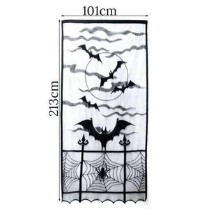 Planet Gates 7 1pc Halloween Decoration Props Black Lace Spiderweb Bat Fireplace Mantle Scarf Cover Tablecloth Christmas Festive Party Supplies
