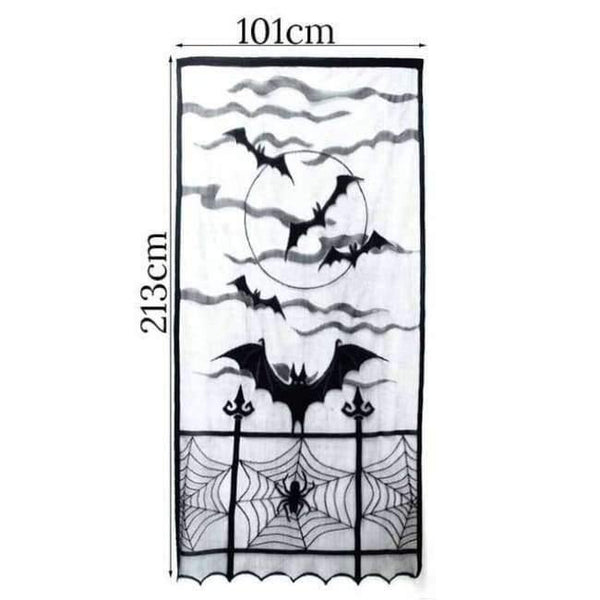 Planet Gates 7 1pc Halloween Decoration Props Black Lace Spiderweb Bat Fireplace Mantle Scarf Cover Tablecloth Christmas Festive Party Supplies